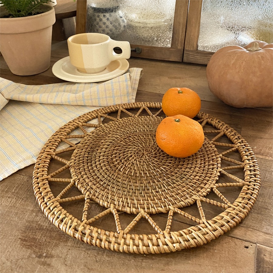 라탄 패턴  테이블 원형 식탁 매트